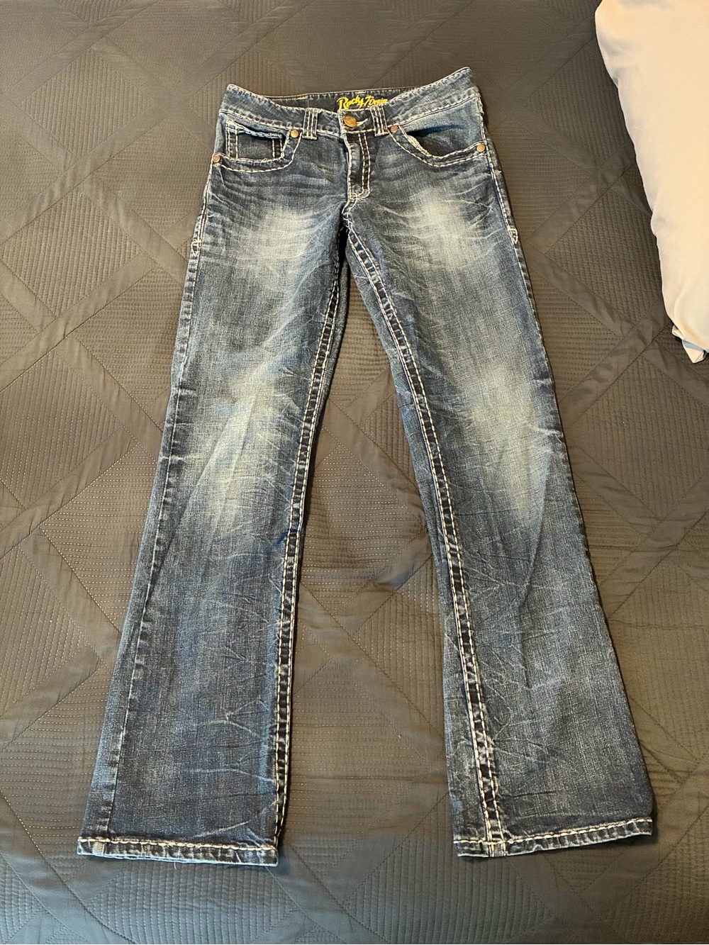 Rock Revival Women's Distressed Blue Wide Leg Jeans